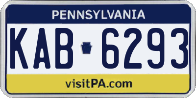 PA license plate KAB6293