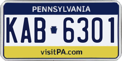 PA license plate KAB6301