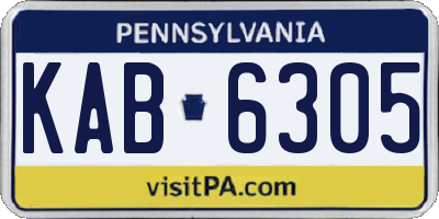 PA license plate KAB6305