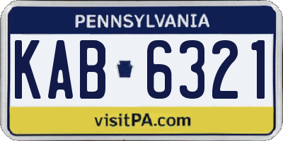 PA license plate KAB6321
