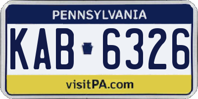 PA license plate KAB6326