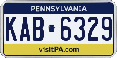 PA license plate KAB6329