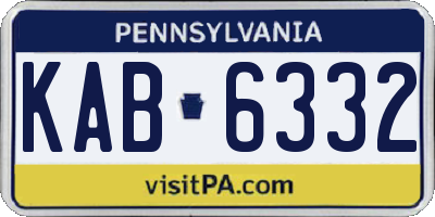 PA license plate KAB6332