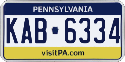 PA license plate KAB6334