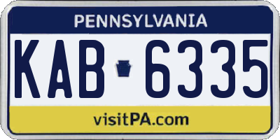 PA license plate KAB6335