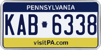 PA license plate KAB6338