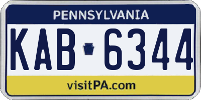 PA license plate KAB6344