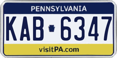 PA license plate KAB6347