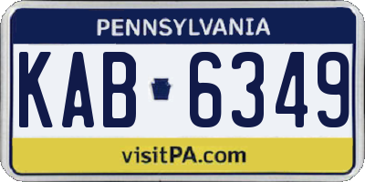 PA license plate KAB6349