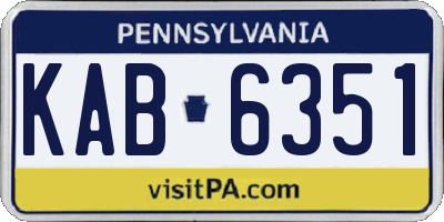 PA license plate KAB6351