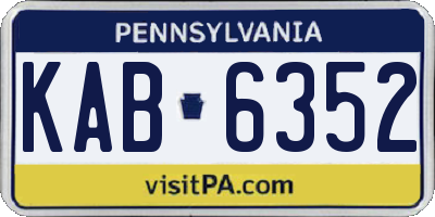 PA license plate KAB6352