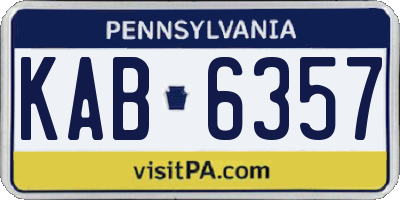 PA license plate KAB6357