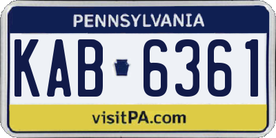 PA license plate KAB6361