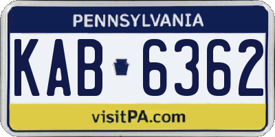 PA license plate KAB6362