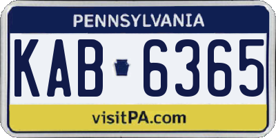 PA license plate KAB6365