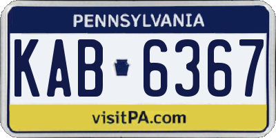 PA license plate KAB6367