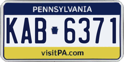 PA license plate KAB6371