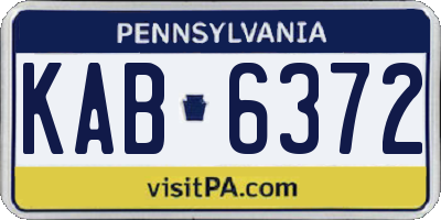 PA license plate KAB6372