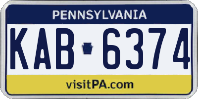 PA license plate KAB6374