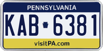 PA license plate KAB6381