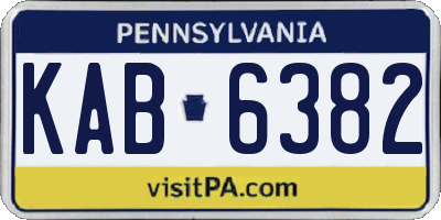 PA license plate KAB6382