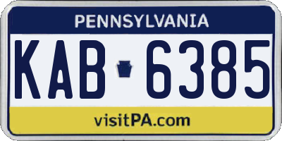 PA license plate KAB6385