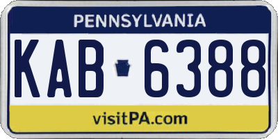 PA license plate KAB6388