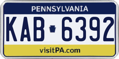 PA license plate KAB6392