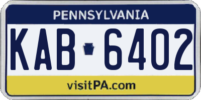 PA license plate KAB6402