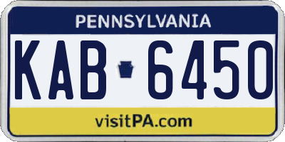 PA license plate KAB6450