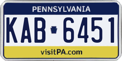 PA license plate KAB6451