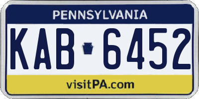 PA license plate KAB6452