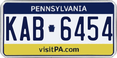 PA license plate KAB6454