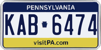 PA license plate KAB6474