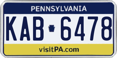 PA license plate KAB6478
