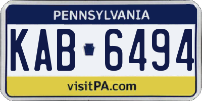 PA license plate KAB6494