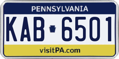 PA license plate KAB6501
