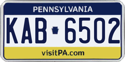 PA license plate KAB6502