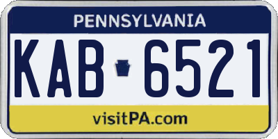 PA license plate KAB6521