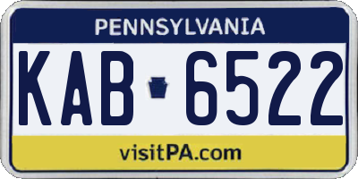 PA license plate KAB6522