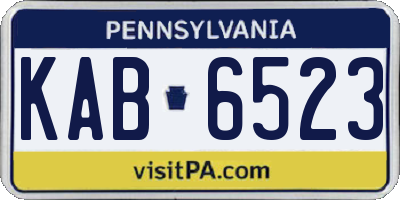 PA license plate KAB6523