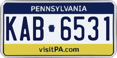 PA license plate KAB6531
