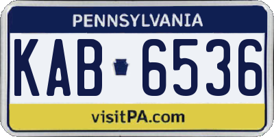PA license plate KAB6536