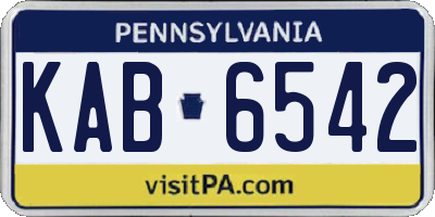 PA license plate KAB6542