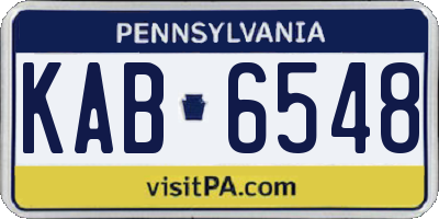 PA license plate KAB6548