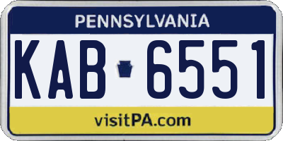 PA license plate KAB6551
