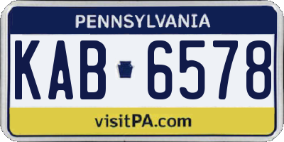 PA license plate KAB6578