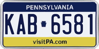 PA license plate KAB6581