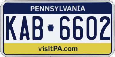 PA license plate KAB6602