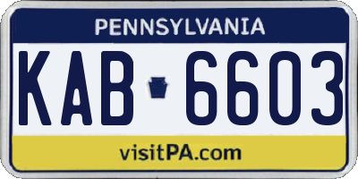 PA license plate KAB6603